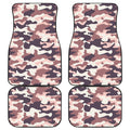 Pink Brown Camouflage Print Front and Back Car Floor Mats