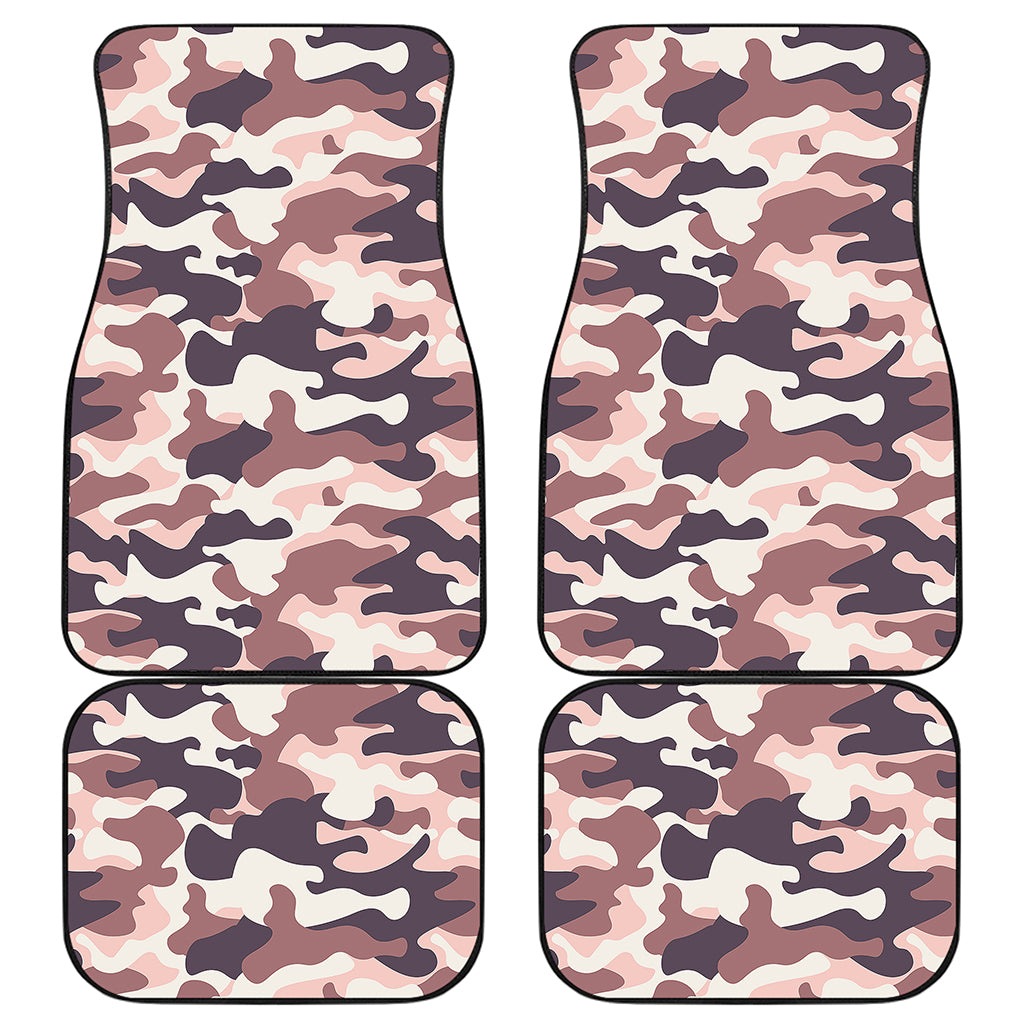 Pink Brown Camouflage Print Front and Back Car Floor Mats
