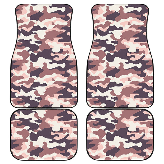 Pink Brown Camouflage Print Front and Back Car Floor Mats