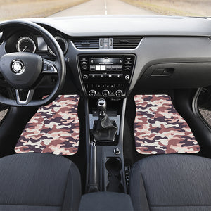 Pink Brown Camouflage Print Front and Back Car Floor Mats