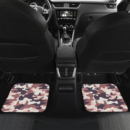 Pink Brown Camouflage Print Front and Back Car Floor Mats