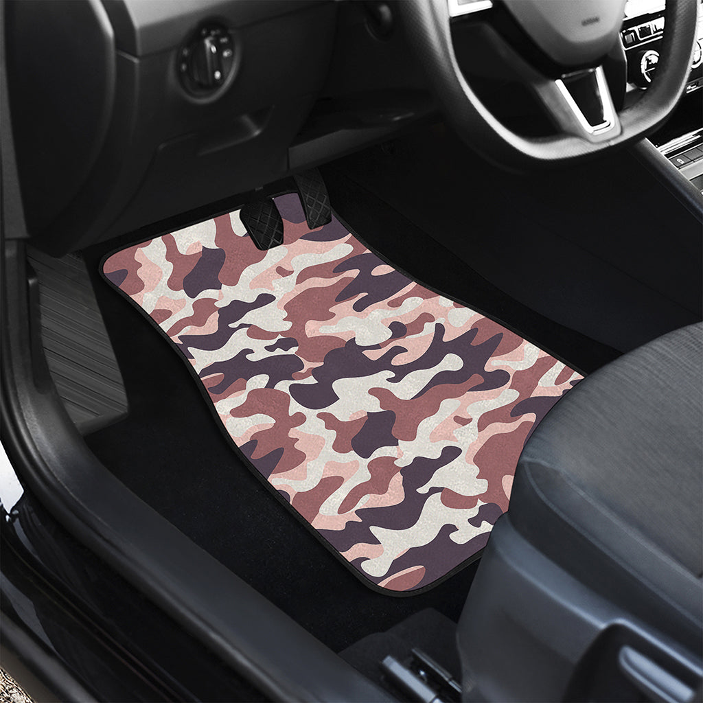 Pink Brown Camouflage Print Front and Back Car Floor Mats