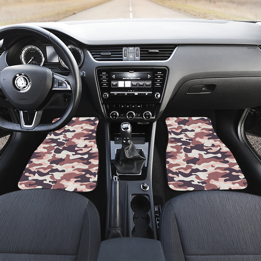 Pink Brown Camouflage Print Front Car Floor Mats