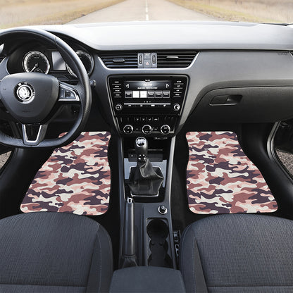 Pink Brown Camouflage Print Front Car Floor Mats