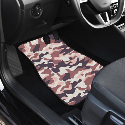 Pink Brown Camouflage Print Front Car Floor Mats