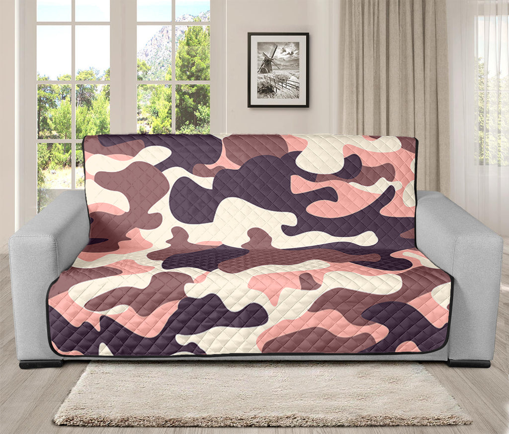 Pink Brown Camouflage Print Futon Protector