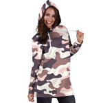 Pink Brown Camouflage Print Hoodie Dress GearFrost