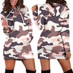 Pink Brown Camouflage Print Hoodie Dress GearFrost