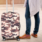 Pink Brown Camouflage Print Luggage Cover GearFrost