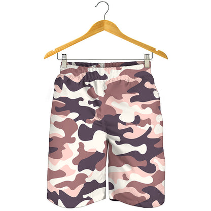 Pink Brown Camouflage Print Men's Shorts