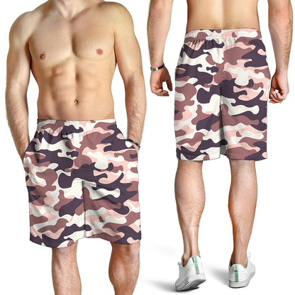 Pink Brown Camouflage Print Men's Shorts