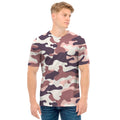 Pink Brown Camouflage Print Men's T-Shirt