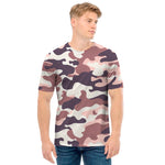 Pink Brown Camouflage Print Men's T-Shirt
