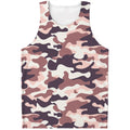 Pink Brown Camouflage Print Men's Tank Top