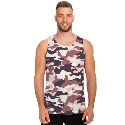Pink Brown Camouflage Print Men's Tank Top