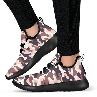 Pink Brown Camouflage Print Mesh Knit Shoes GearFrost