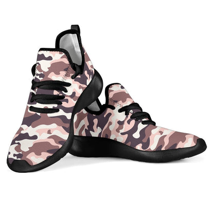 Pink Brown Camouflage Print Mesh Knit Shoes GearFrost