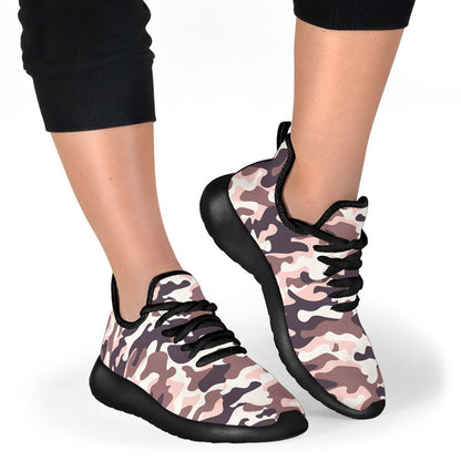 Pink Brown Camouflage Print Mesh Knit Shoes GearFrost