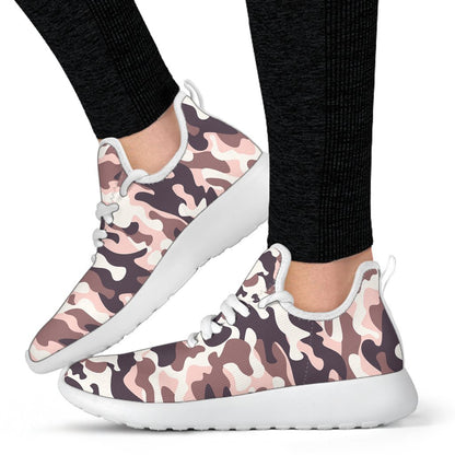 Pink Brown Camouflage Print Mesh Knit Shoes GearFrost
