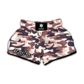Pink Brown Camouflage Print Muay Thai Boxing Shorts