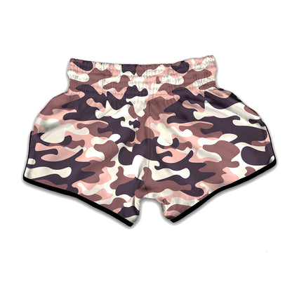 Pink Brown Camouflage Print Muay Thai Boxing Shorts