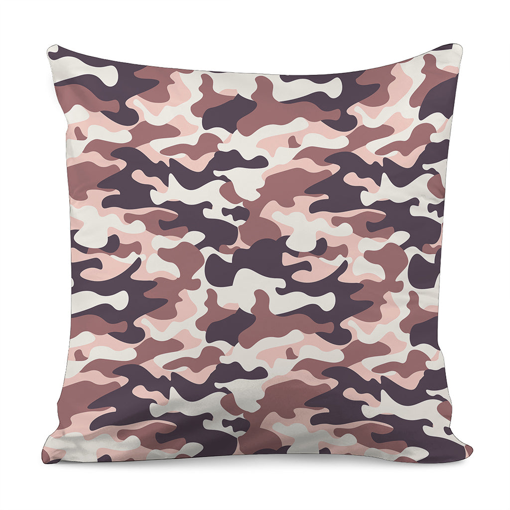 Pink Brown Camouflage Print Pillow Cover
