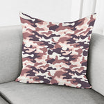 Pink Brown Camouflage Print Pillow Cover