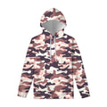 Pink Brown Camouflage Print Pullover Hoodie