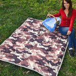 Pink Brown Camouflage Print Quilt