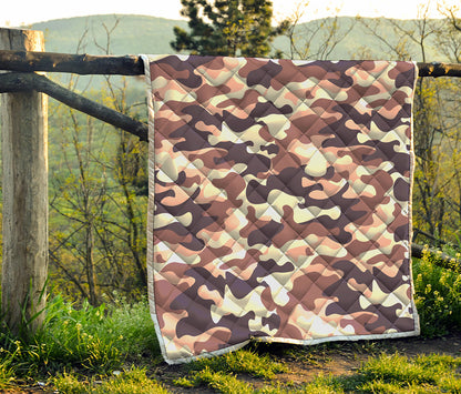 Pink Brown Camouflage Print Quilt