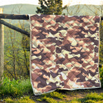 Pink Brown Camouflage Print Quilt