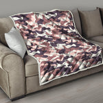 Pink Brown Camouflage Print Quilt