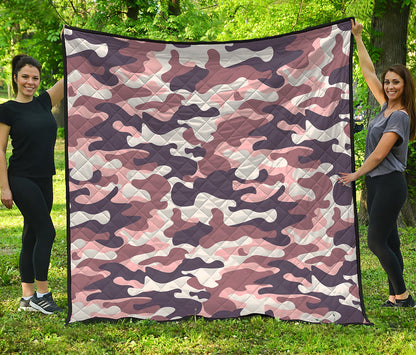 Pink Brown Camouflage Print Quilt
