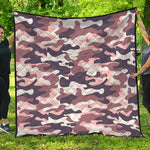 Pink Brown Camouflage Print Quilt