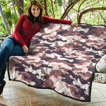 Pink Brown Camouflage Print Quilt
