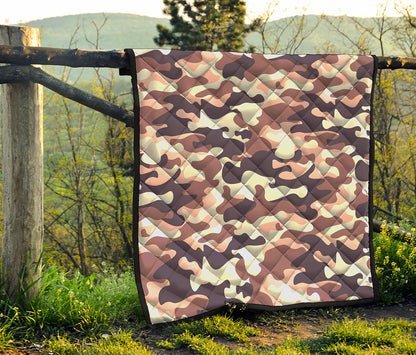 Pink Brown Camouflage Print Quilt