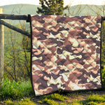 Pink Brown Camouflage Print Quilt