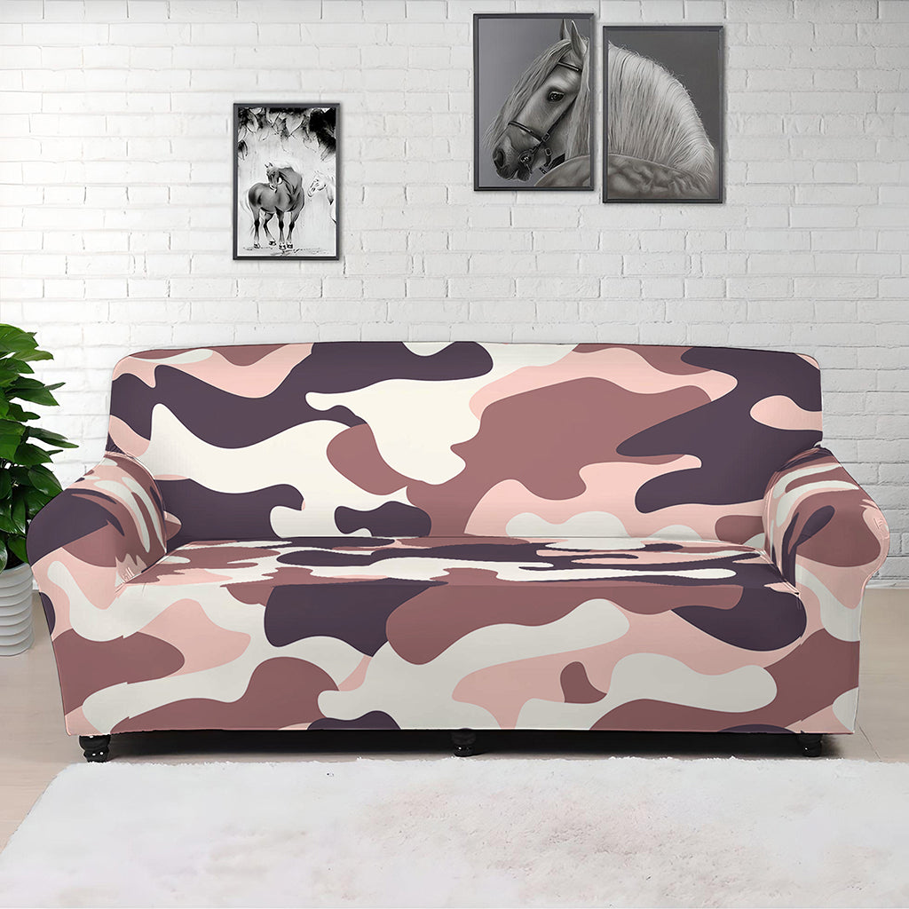 Pink Brown Camouflage Print Sofa Cover
