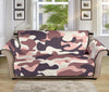 Pink Brown Camouflage Print Sofa Protector