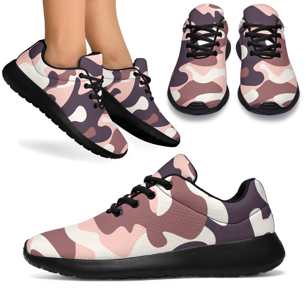 Pink Brown Camouflage Print Sport Shoes GearFrost