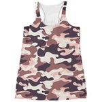 Pink Brown Camouflage Print Women's Racerback Tank Top
