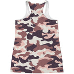 Pink Brown Camouflage Print Women's Racerback Tank Top