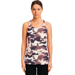 Pink Brown Camouflage Print Women's Racerback Tank Top