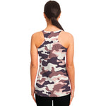 Pink Brown Camouflage Print Women's Racerback Tank Top