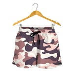 Pink Brown Camouflage Print Women's Shorts