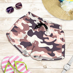 Pink Brown Camouflage Print Women's Shorts