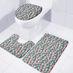 Pink Cactus Pattern Print 3 Piece Bath Mat Set