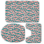 Pink Cactus Pattern Print 3 Piece Bath Mat Set