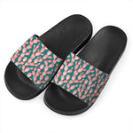 Pink Cactus Pattern Print Black Slide Sandals
