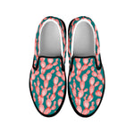 Pink Cactus Pattern Print Black Slip On Shoes